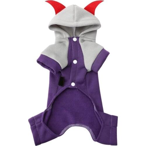A Soft Warm Pet Cat Clothing Dog Costume Apparel Dog Hoodies Small Puppy Winter Coat Jacket Hoodies Purple