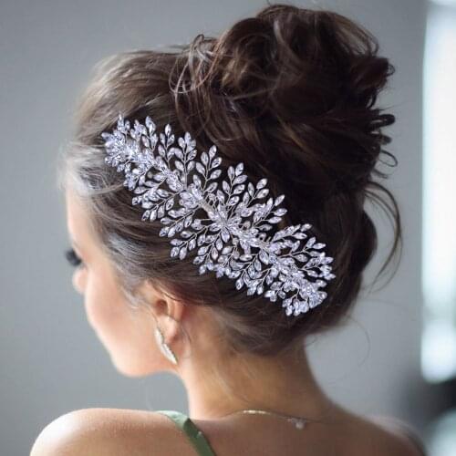 Fashion Luxury Silver Color Tiaras Hair Ornaments Crystal Rhinestone Headbands For Bridal Hairbands Women Jewelry Party Gift