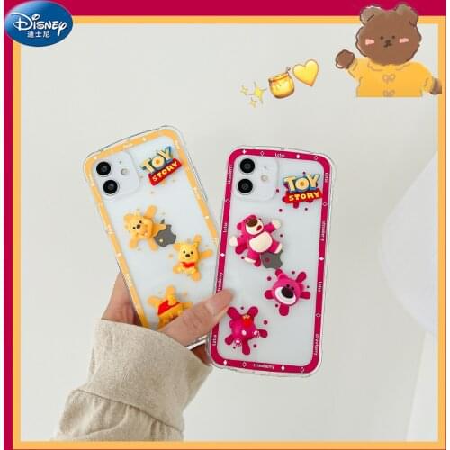 Original Disney Winnie the Pooh Silicone Luxury Cartoon Phone Case for Apple iPhone 11 7 8 12 Shockproof Case Cover zz0713