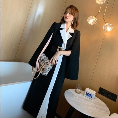 2020 Autumn Winter High Quality Woolen Shawl Cape Poncho Coat With Belt Women Vintage British Style Work Party Ladies Cape Coats