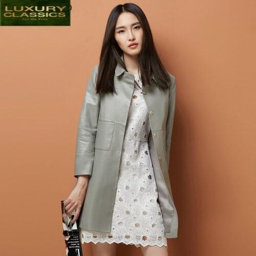 Trench Genuine Jackets Leather Women Plus Size Long Coats Ladies Real Sheepskin Coat Female Slim Spring Clothes LWL1423