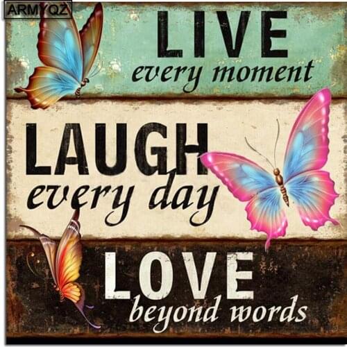 PDMDOG Full Square&Round Diamond Painting Butterfly Flower text Landscape DIY Diamond Embroidery Clouds Decoration Home Kits