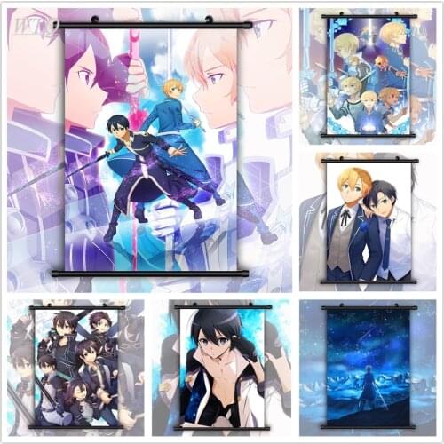 SAO Sword Art Online Eugeo Kirito Anime Posters Canvas Painting Wall Decor Retro Posters Wall Art Picture Room Decor Home Decor