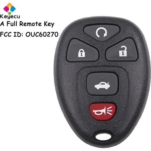KEYECU Keyless Entry Remote Car Key With 4+1 5 Button - FOB for Buick for Chevrolet for Cadillac for GMC Saturn FCC ID: OUC60270