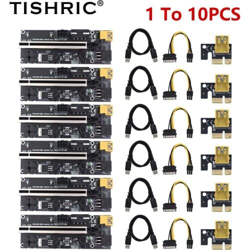 TISHRIC 5/6/10PCS PCI-E Riser 009S Plus 6Pin PCI E Riser Card Express 1X To 16X Extender PCI Riser PCIE x16 For GPU Miner Mining