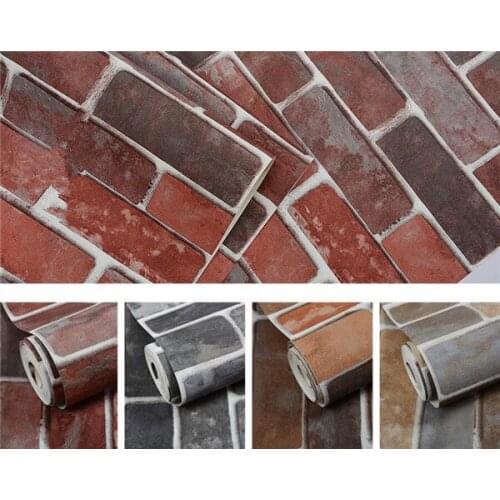 4pcs/lot 10Mx 53cm Rustic Vintage 3D Faux Brick Wallpaper Roll Vinyl PVC Retro Industrial Loft Wall Paper