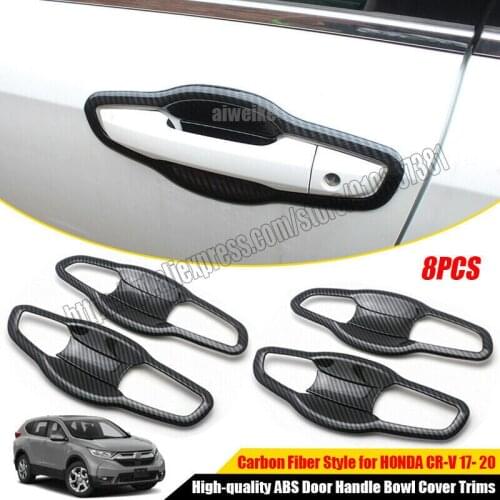 Carbon Fiber Texture Door Handle Bowl Cover Trims For Honda CR-V CRV 2017 2018 2019 2020 2021