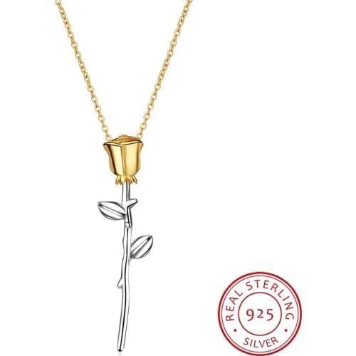 Eternal Love Rose Flower Necklace Clavicle Chain 925 Sterling Silver Necklace For Women Valentines Day Gift collares S-N294