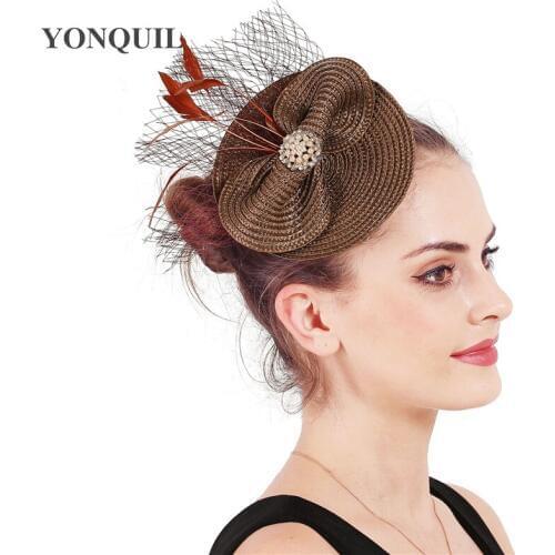 Wedding Occasion Marron Hair Fascinators Hat Accessories Clip Party Church Show Ladies Girls Headdress Fedora Hat Hair SYF560