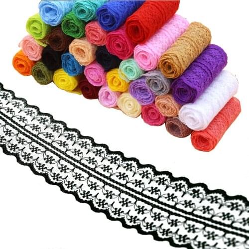 High quality 10 yards Lace Ribbon Tape Width 45mm Trim Fabric DIY Embroidered Net Cord For Sewing Decoration african lace fabric
