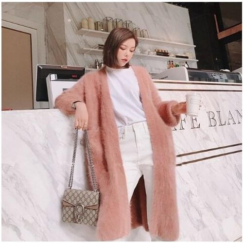 New Winter women mink cashmere cardigan warm soft fluffy any size real nature mink cashmere sweater cardigan S1911
