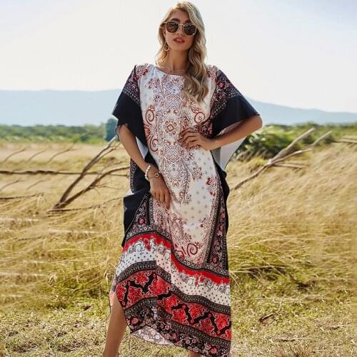 Maxi Summer Bohemia Tall waist long Women Dress 2021 New Round collar printed sexy Maternity For Beach Party Female dresses