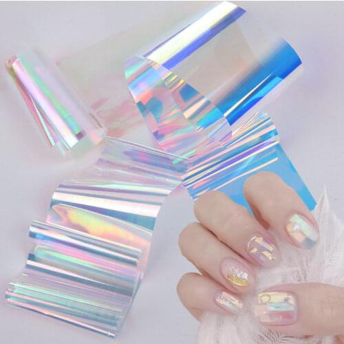 1pcs Gradient Aurora Nail Sticker Slider Holographic Glass Foil Transfer Decals 3D Nail Art Decorations Tips Wrap Manicure