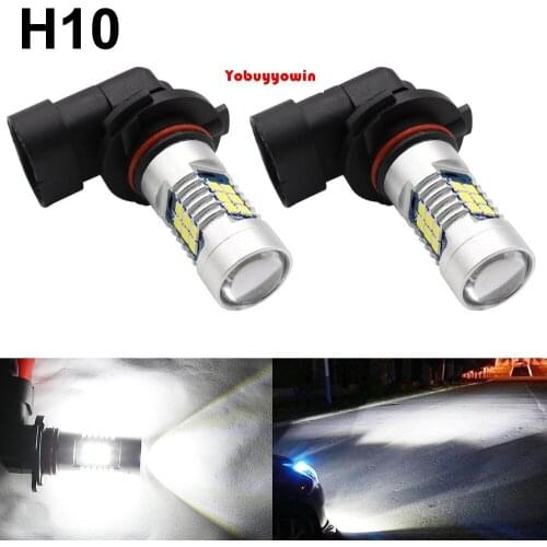 2x High Quality H10 9005 9006 P22D HB3 3030 LED 21-SMD Led Auto Driving Car Fog Light Lamp Bulb 840LM w/ Lens DC 12V~24V