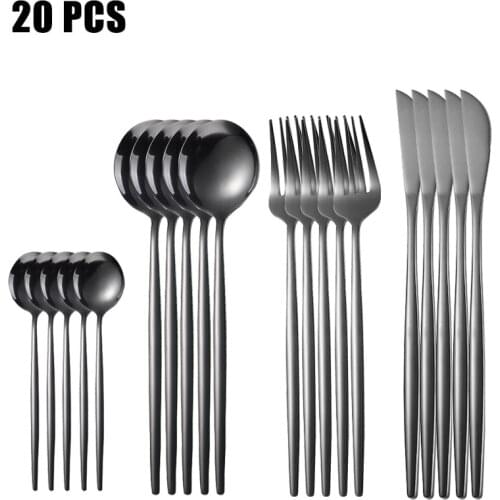 20Pcs Matte Gold Stainless Steel Cutlery Set Tableware Dinnerware Birthday Dinner Flatware Set Kitchen Forks Knives Spoons Set