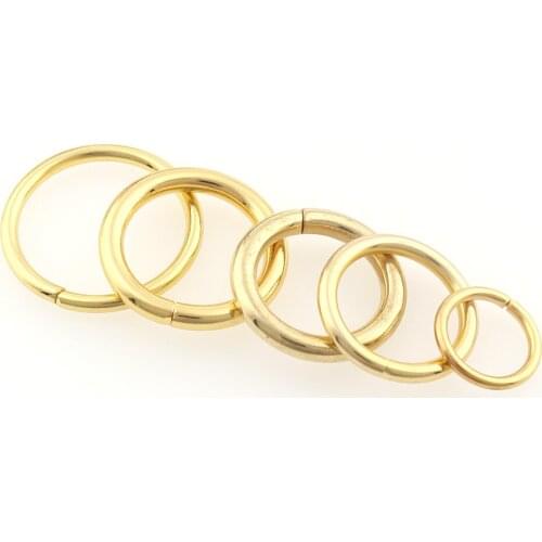 20pcs Gold O Rings Circle Connection Inner 13mm 19mm 21mm 25mm for Leather craft collar reigns Dog leads Handmade Craft