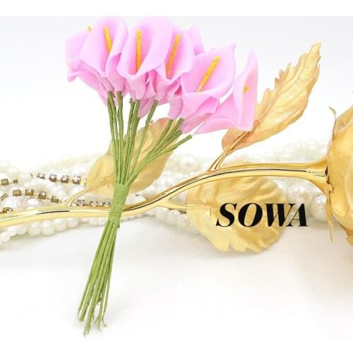 2015 New 2.5cm Head 72pcs/lot Pink Color PE Foam Handmade Calla Lily Flower Wedding Bouquet Artificial Decoration Free Shipping