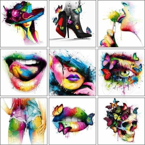 5D DIY Diamond Painting Portrait Lip Full Drill Diamond Embroidery Sale Eye Butterfly Rhinestones Mosaic Home Decor Gift New