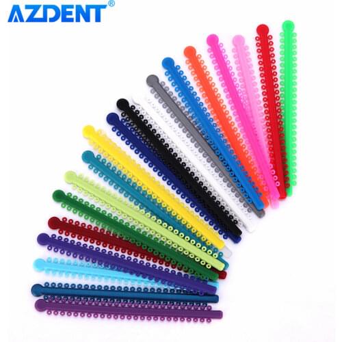 AZDENT Dental Elastic Ligature Ties Bands Elastomeric for Orthodontic Brace Brackets 23 Colors 1000 Ties Rings per Pack