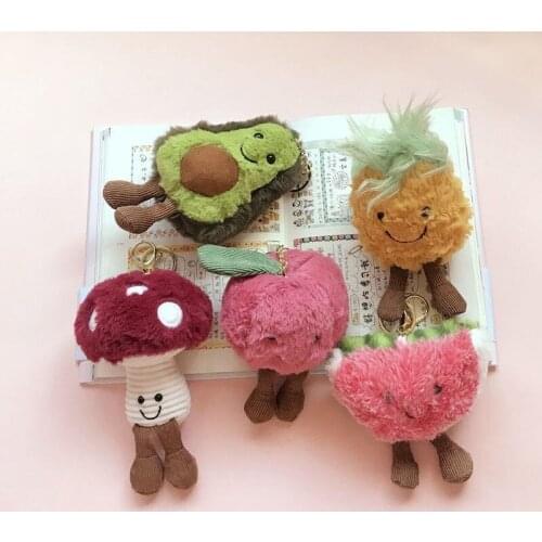 Avocado Pineapple Plushie Keychain For Key Backpack Pear Watermelon Mushroom Stuffed Flully Pendant Toys For Cars Accessories