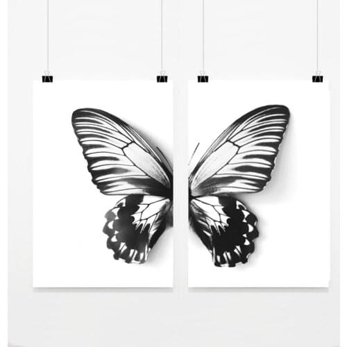 Black and White Butterfly Prints Nursery Wall Art Canvas Painting Nature insect Butterfly Poster Wall Picture Living Room Decor