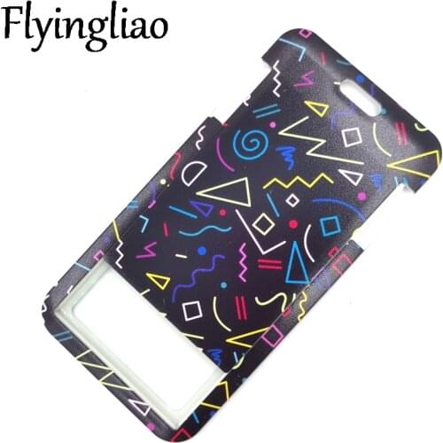 Color Geometric Pattern Graffiti Art Cartoon Anime Fashion Lanyards ID Name Work Card Holder Accessories Decorations Kid Gift