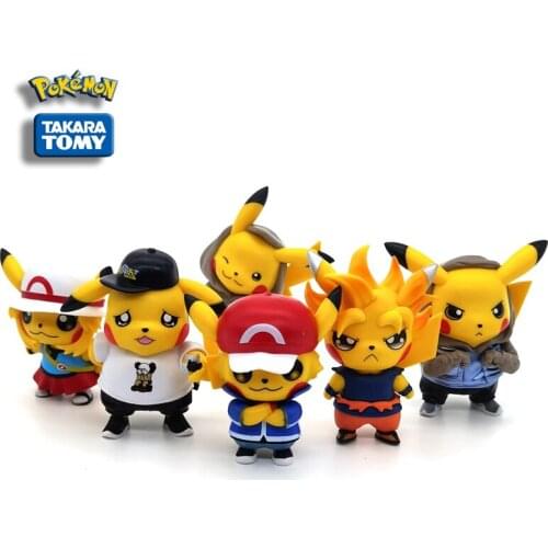 6 Styles 10cm Pokemon Pikachu PVC Action Figure Anime Cartoon Figurine Collection Model Kids Toys Christmas Birthday Gifts