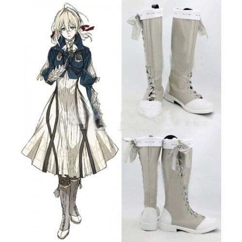 Violet Evergarden Violet Evergarden White Cosplay Shoes Boots Adult Halloween Carnival Party Cosplay Costume Accessories