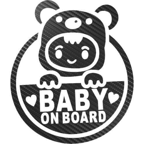 HungMieh Carbon Fiber 3D 15.5 *13.5cm Car Stickers Baby on Board Funny Sticker On Car Motorcycle Stickers and Decals Car Styling