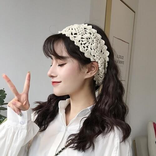 Lace Headband Knitted Wool Woven Headband Korean Ins Retro Fairy Hair Accessory Spring and Summer Mori All-Matching