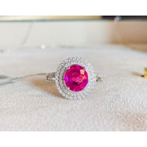 LR609 Solid 18K White Gold Nature Padparadscha Pink Sapphire 1.65ct Rings for Women Fine Jewelry Presents