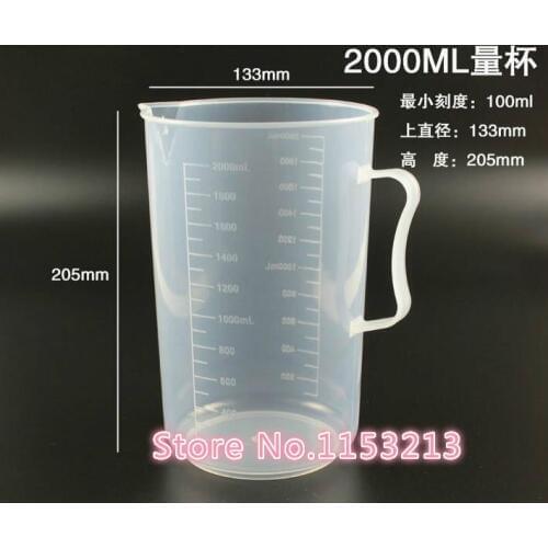2000mL Capacity Clear Plastic Graduated Laboratory Measuring cup PP measuring cylinder With handle kitchen baking tools