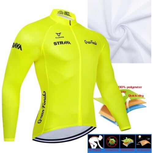 Mens Cycling Jersey 2020 STRAVA Autumn Long Sleeve Ropa Ciclismo Bicycle Clothing Quick Dry Riding Clothes Sports bike clothing