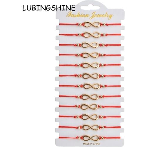12pcs/lot Women Infinite Love Charms Bracelet Set Adjustable Lucky Red Rope Chain Gold Silver Color Bracelets Jewelry