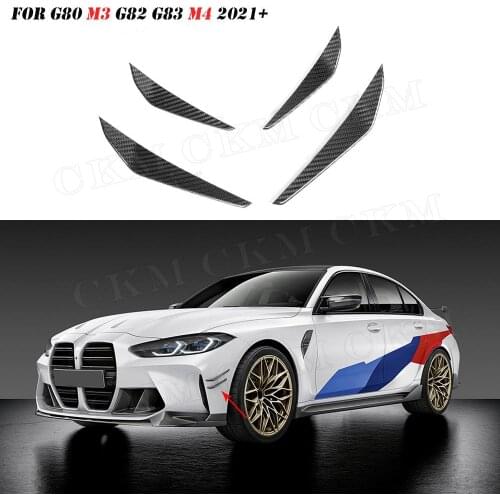 Dry Carbon Fiber Front Bumper Side Canards Fins Flaps Trims for BMW 3 4 Series G80 G82 G83 M3 M4 2021 UP MP Style Fiber Glass