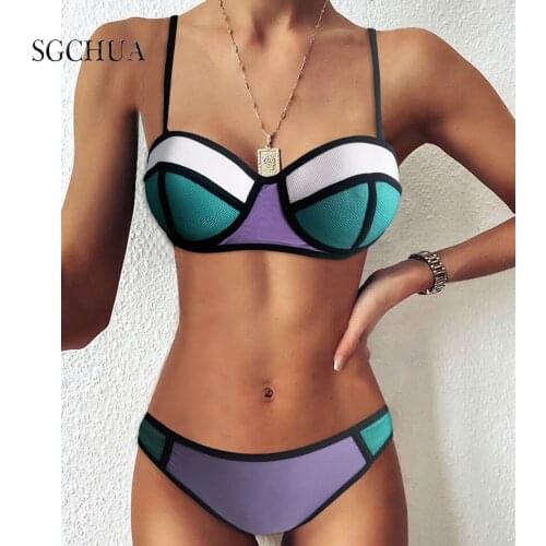 2021 New Womens Swimsuit Female Separate Bikini Set Sexy Orange Mesh Push Up Swimwear Micro Bikini Two Piece Swimsuits