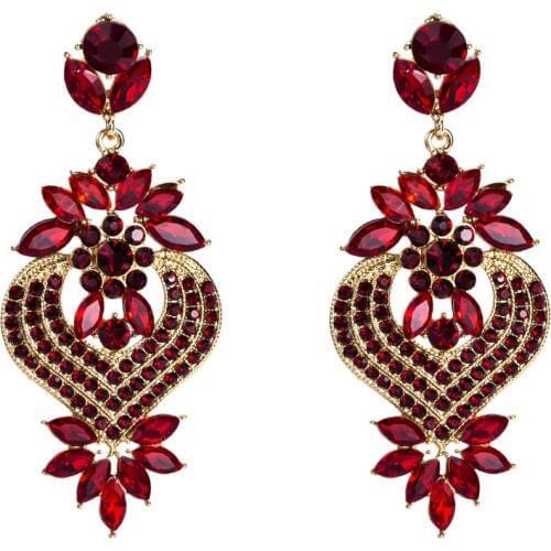 KMVEXO 2018 New statement heart crystal Drop Dangle Earring for women girl party statement earrings jewelry