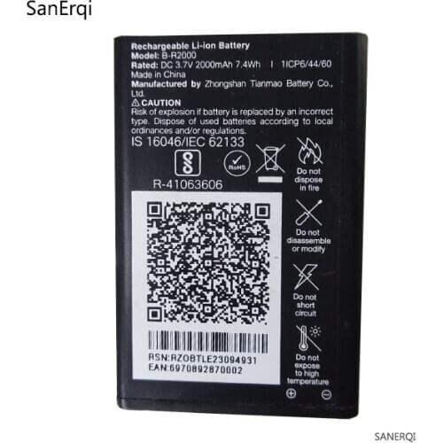 New 2000Ah Battery For B-R2000 Rechargeable Accumulator Pack Replacement Battery