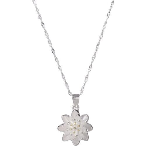 New style Real Sterling 925Silver pendants Necklace for women 3D multi-layer Lotus pendant Silver Necklace Pendants Fine Jewelry