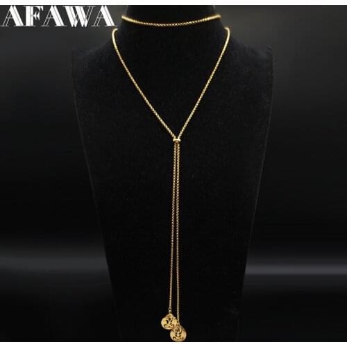 Fashion Water Drop Stainless Steel Necklaces for Women Gold Color Long Chain Necklace Jewelry collares largos N1367S01
