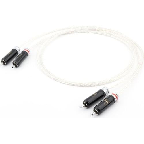 Pair OCC Silver Plated RCA Interconnect Cable Stereo Hi-Fi Audio Analogue Lead RCA TO RCA Audio Cable Phono RCA HIFI For CD/AMP