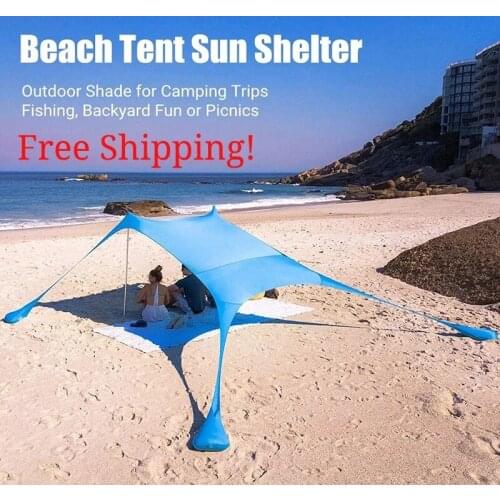 Camping Beach Tent Beach Sunshade Sun Shade Tarp With Sandbag Tents UPF50+ Canopy Shade Membrane For Beach Umbrella Tents
