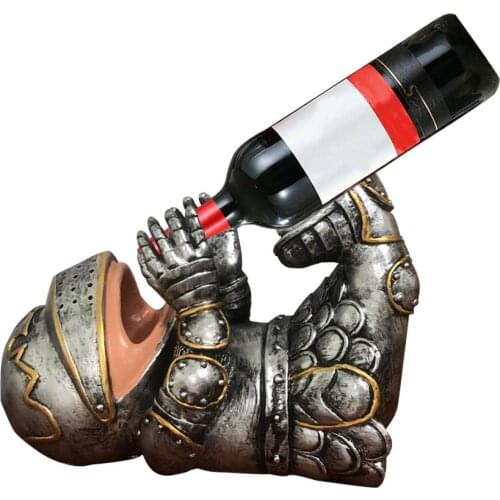 Soldier Wine Rack Bottle Holder Shelf Figurines Resin Sculpture Lying knight Wine Stand Home Decoration Interior Crafts Ornament