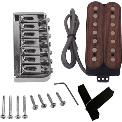 Saddle Bridge with Dual Coils Pickup Screws Wrench for 7 String Electric Guitar Accessory