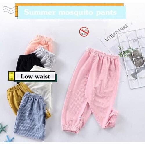 Art 2021 Funny Summer Children Kids Boys Girls Pants Low Waist Thin Breathable Prevent Mosquito Candy Color Pants Comfortable