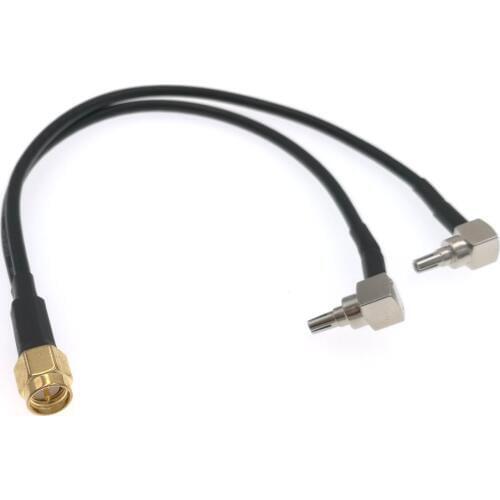 SMA Male To Y Type 2X CRC9 Male Splitter Combiner Pigtail Cable RG174 8"20cm