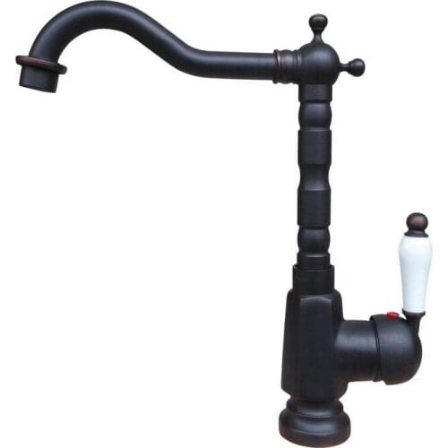 Black Oil Rubbed Bronze Single Ceramics Lever Handle Swivel Kitchen & Bathroom Vessel Sink Basin Faucet Mixer Water Tap anf335