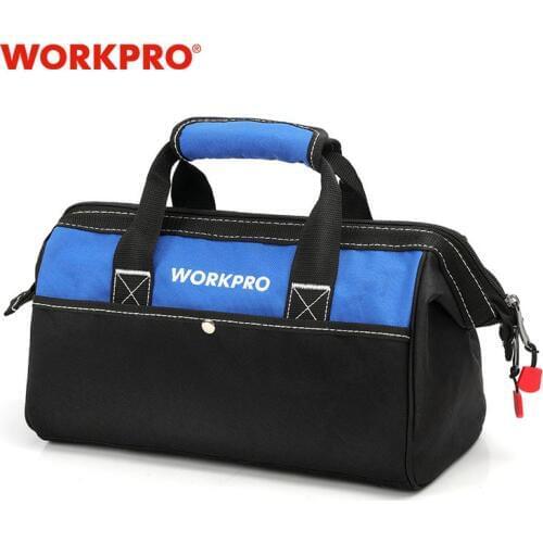 WORKPRO 13" Close-top Wide-Mouth Storage Bag 600D polyester Waterproof Tool bag Travel Bags Men Crossbody Bag 2018 new style