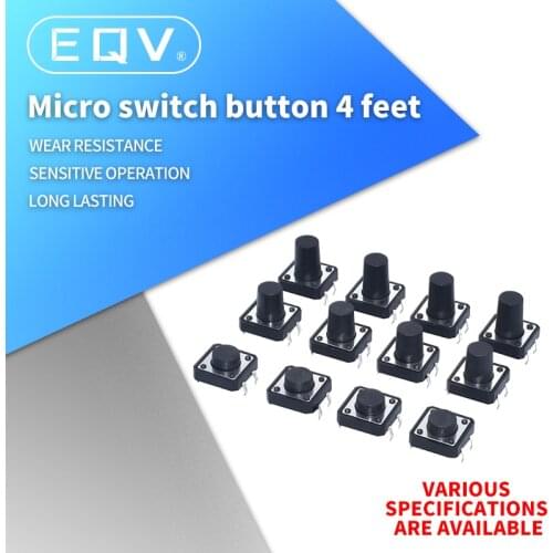 100PCS 6x6 6*6*4.3mm 5mm 6 7 8 9 10 11 12 13 14 15 16 17 4Pin Tactile Tact Push Button Micro Switch Self-reset DIP Switches
