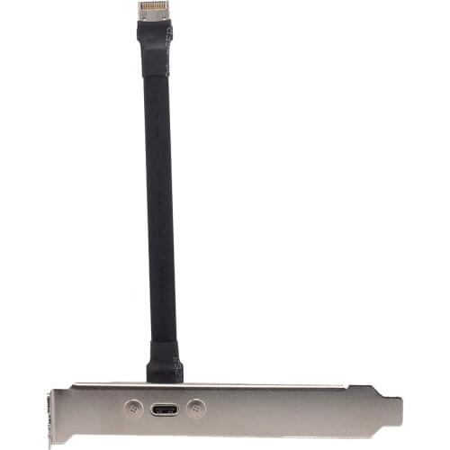 Internal USB 3.1 GEN2 USB-C Type-C Female to Type-E Male Flat Extension Cable with PCI Bracket for A4 ITX ATX Chassis